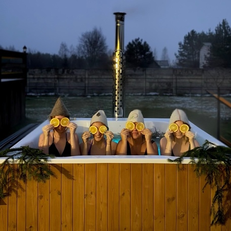 Купель Фурако Polar Spa ELITE QUATTRO 180 квадратная с интегрированной печью для 4 человек (термососна темная) фото  фото - 15